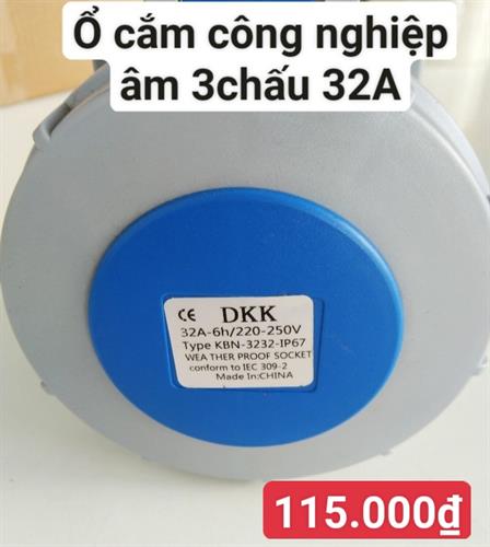 Ổ cắm công nghiệp âm 3 chấu 32A